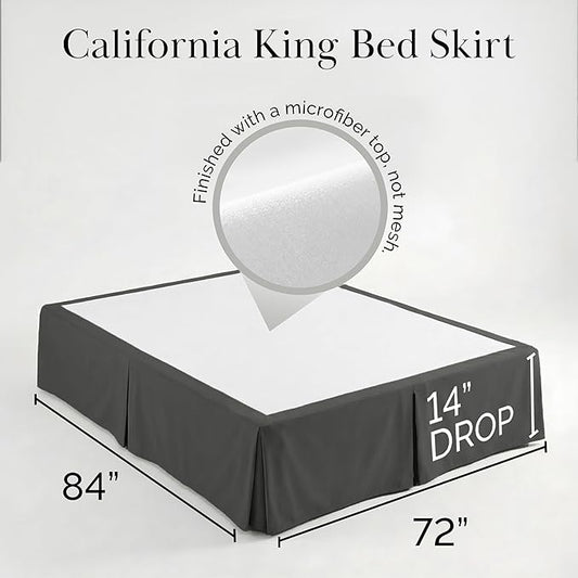 Southshore Fine Living, Inc. Hotel Quality California King Bed Skirt - 14" Drop, Elegant Pleated Design, Premium Dust Ruffle/Cal King Bed Skirt, Easy Care, Luxury Bed Skirt Cal King Size, Slate