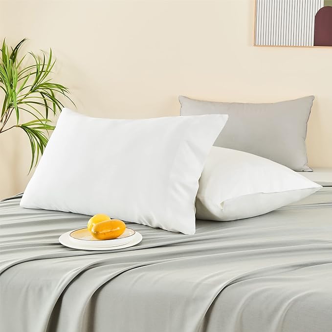 BEDELITE King Size Pillow Cases Set of 2, Rayon Derived from Bamboo, Cooling Pillow Cases for Hot Sleepers & Night Sweats, Breathable and Silky Soft Envelope Pillowcases(White, 20"x40")