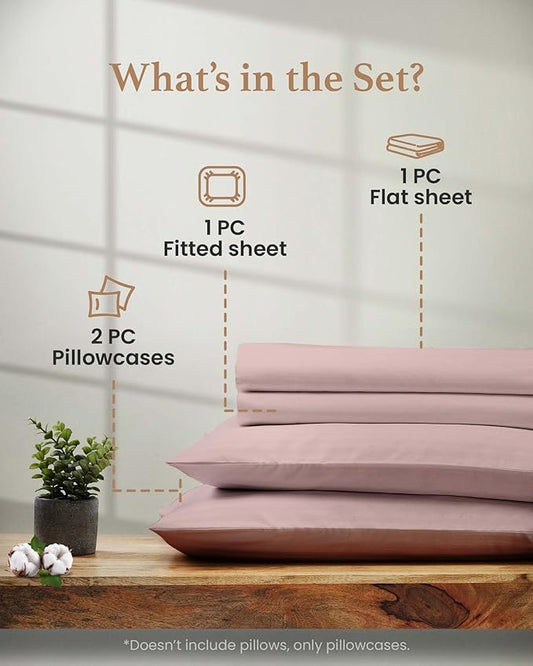 Good Sleep Bedding Full Size Bed Sheets - 100% Egyptian Cotton Sheets Full Size Bed, 4Pc, Full Sheet Set, Luxury Sateen Weave, Soft, 16" Deep Pocket Full Size Sheets Set - Blush Sheets Full