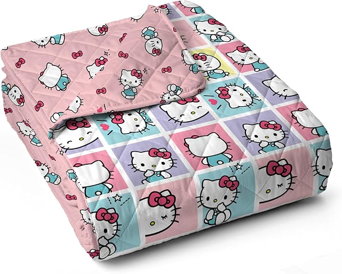 Northwest Hello Kitty Sweet As Can Be Quilted Throw, Comfy Throw, Adults Boys Girls, Soft Lightweight for Chair or Couch, 60 x 80 Inches