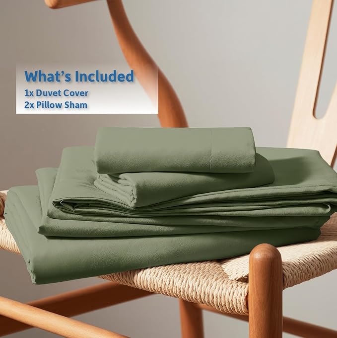 Nestl Olive Green California King Duvet Cover Sets - Soft Double Brushed Cal King Duvet Cover, 3 Piece, with Button Closure, 1 Duvet Cover 104x98 inches and 2 Pillow Shams