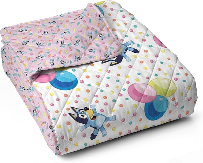 Northwest Bluey Balloon Celebration Quilted Throw Blanket – Official Cartoon Throw Blanket Featuring Bluey, for Adults Boys Girls Bed, Couch, or Playroom, 60 x 80 Inches