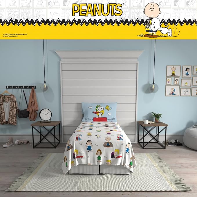 Collectibles Peanuts Snoopy Bedding Super Soft Cozy Microfiber 3 Piece Twin Sheet Set, (Officially Licensed Product) By Franco