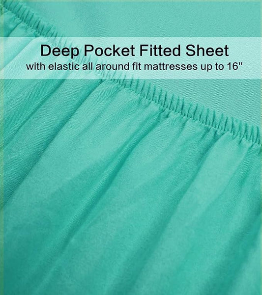 Best Season 4 Piece Bed Sheet Set (Full Size Turquoise) 1 Flat Sheet,1 Fitted Sheet and 2 Pillow Cases,100% Brushed Microfiber 1800 Luxury Bedding,Deep Pockets,Extra Soft & Fade Resistant
