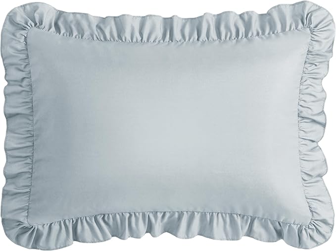 KKJIAF Ruffle Body Pillow Cases Set of 1, Ruffled Pillow Covers with Envelope Closure, Wrinkle Resistant Ruffled Long Pillow Shams 20" x 54", Dusty Blue
