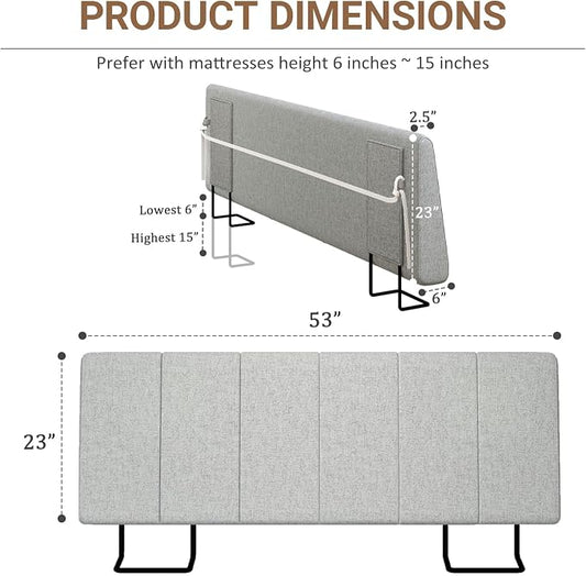 Full Size Headboard Only-No Assembly Required, Light Gray | Easy to use no assembly required, Linen fabric and extra-thick foam for added comfort, Modern style headboard full size