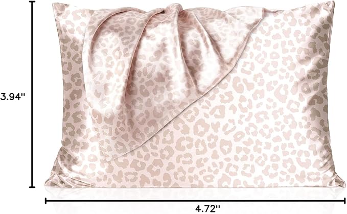Yanibest 2 Pack Leopard Satin Pillowcase, Silk Pillow Cases for Hair and Skin with Zipper, Queen Pillow Cases Set of 2 for 20"x30", Exquisite Packaging for Women Men