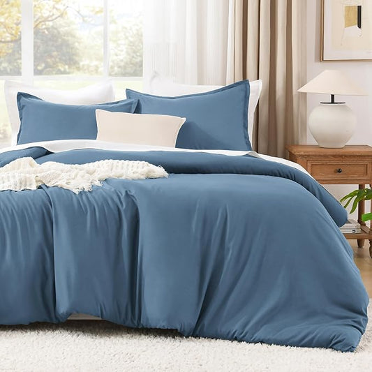 Litanika Comforters Twin/Twin XL Size Ocean Blue, 2 Pieces Lightweight Solid Bedding Set & Collections, All Season Fluffy Bed Set (66x90 Inches Comforter & 1 Pillowcase)