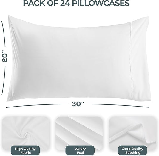 Utopia Bedding Queen Pillow Cases - 24 Pack - Envelope Closure - Soft Brushed Microfiber Fabric - Shrinkage and Fade Resistant Pillow Covers Queen Size 20 X 30 Inches (Queen, White)