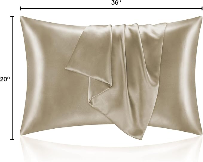 BEDELITE Satin Pillowcase for Hair and Skin, Super Soft and Cooling Similar to Silk Pillow Cases 2 Pack with Envelope Closure, Gift for Women Men(20"x36" King Size, Taupe)
