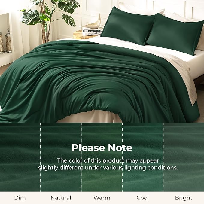Litanika Oversized King Comforters Emerald Green Super King Plus Size, 3 Pieces Lightweight Solid Bedding Comforter Set, All Season Fluffy Bed Set (128x120In Comforter & 2 Pillowcases)