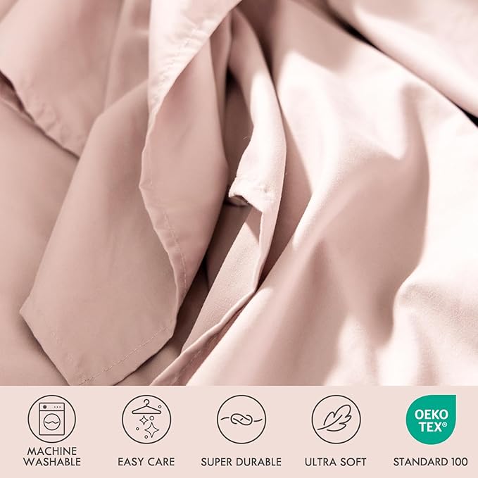 ClevaHome King Size Sheet Set - 6 Piece Soft Breathable Luxury Bed Sheet Set - Shrinkage & Fade Resistant Embroidered Bedding Sheet with Deep Pocket, 2 Extra Pillowcases (King, Barely Pink)