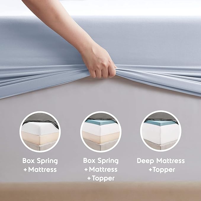 Nestl California King Sheet Set - 1800 Ultra-Soft Microfiber Cal King Bed Sheets - Double Brushed - Deep Pockets - Easy Fit - 4 Piece Set - Bed Sheets (California King, Ice Blue)