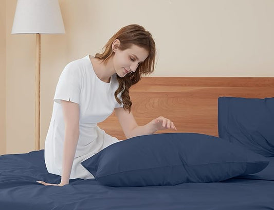Sunflower King Pillowcases Set of 2, 100% Cotton King Size Pillow Cases 2, 20ร40 inches Crown Blue, Soft and Breathable