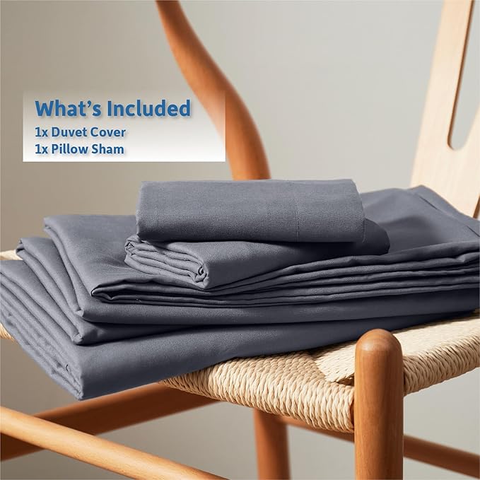 Nestl Twin Duvet Cover Set - Soft Double Brushed Dark Grey Duvet Cover Twin XL, 2 Piece, with Button Closure, 1 Duvet Cover 68x90 inches and 1 Pillow Sham