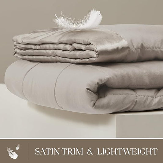 Madison Park Windom Down Alternative Blanket, Premium 3M Scotchgard Moisture Wicking Treatment, Lightweight and Soft Bed Cover For All Season, Satin Trim, Grey King