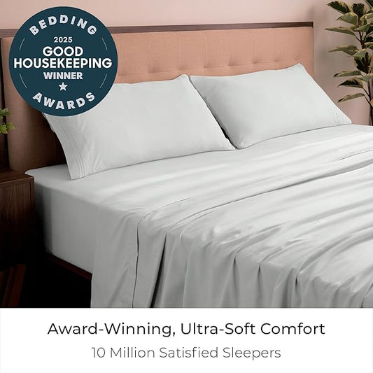Mellanni California King Sheets Set - 4 PC Iconic Collection Bedding - Hotel Luxury, Extra Soft, Cooling Bed Sheets - Wrinkle, Fade, Stain Resistant (Cal King, Ivory)