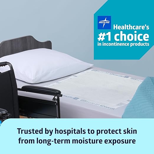 Medline Ultrasorbs Drypads with SlipResist Technology, 30" x 36", 5 Count, Super Absorbent Disposable Bed Pads, Incontinence Bed Pads, Adult Bed Pads, 10x More Absorbent, Chucks For Adults, Elderly