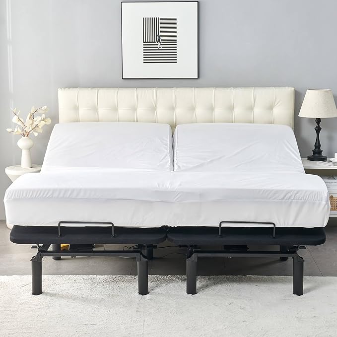 28-30" Split from Top King Mattress Protector for Adjustable Bed Upper Flex Head Waterproof Matressprotector Ultra Soft Jersey Noiseless Fitted Matress Cover