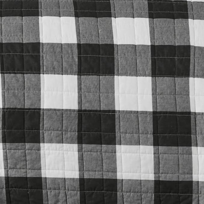 Levtex Home - Camden Bedspread Set - Full (96 x 110 in.) + Two Standard Pillow Shams (26 x20 in.) - Buffalo Check in Black and Cream - Reversible Pattern - Cotton