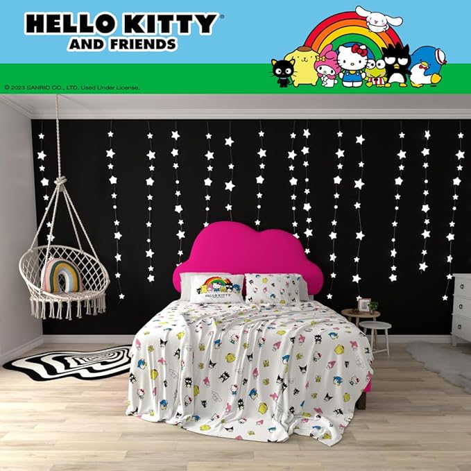 Collectibles Hello Kitty & Friends Bedding Super Soft Cozy Cotton 4 Piece Queen Sheet Set, (Officially Licensed Product) By Franco
