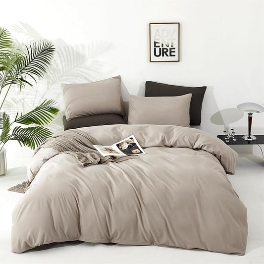 Cottonight Beige Khaki Comforter Set King Light Khaki Bedding Comforter Set Oatmeal Solid Blanket Quilts Modern Soft Breathable 3 Piece Cream Coffee Bedding Set for Women Men King Bed