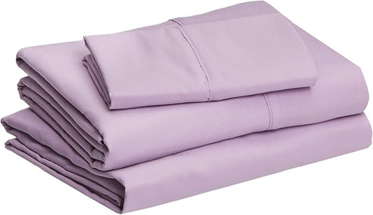 Amazon Basics Ultra-Soft Microfiber 3 Piece Bed Sheet Set With 14-inch Deep Pockets, Twin XL, College Dorm Bedding, Frosted Lavender, Solid