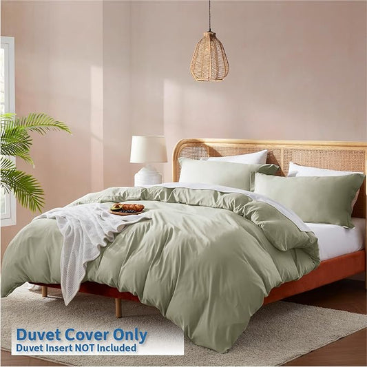 Nestl Light Sage California King Duvet Cover Sets - Soft Double Brushed Cal King Duvet Cover, 3 Piece, with Button Closure, 1 Duvet Cover 104x98 inches and 2 Pillow Shams
