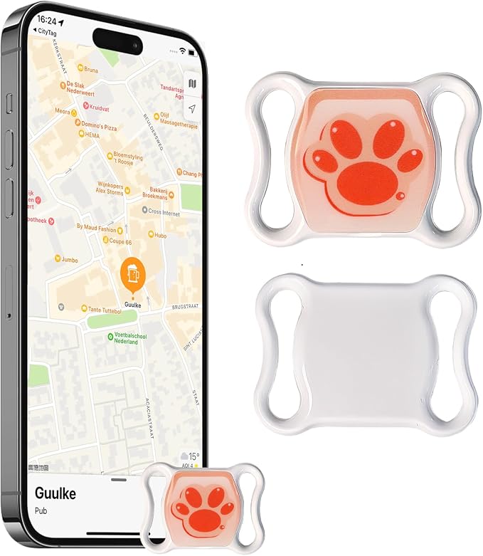 Pet GPS Tracker for Dogs & Cats No Monthly Fees No SIM Card iOS & Android | Stay Informed with 1-Minute Location Updates, Adjustable Collar Included, 1-Year Battery, IPX7 Waterproof