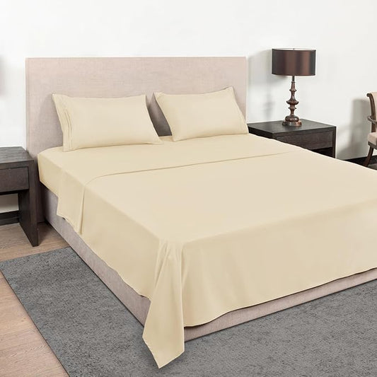 Mejoroom Full Size Sheet Set - Soft Microfiber Bed Sheets - Deep Pocket Fitted Sheet, Breathable, Soft, Wrinkle & Fade Resistant - 4 Piece (Full, Taupe)