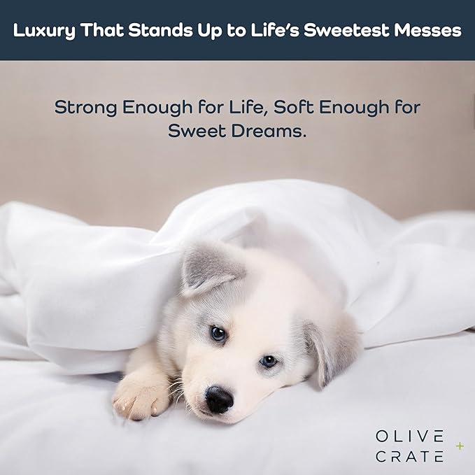 Olive + Crate Tencel Lyocell Eucalyptus California King Sheets - Cooling Tencel Sheets for Hot Sleepers with 18 Inch Deep Pocket Fit - Basalt Blue 4-Piece Set