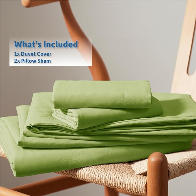Nestl Calla Green Duvet Cover Queen Size - Soft Double Brushed Queen Duvet Cover Set, 3 Piece, with Button Closure, 1 Duvet Cover 90x90 inches and 2 Pillow Shams