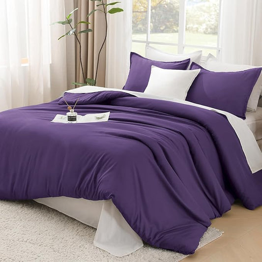 Litanika Purple Comforter Set Twin/Twin XL Size, 2 Pieces Lightweight Solid Bedding Comforter Set, All Season Fluffy Bed Set (66x90In Comforter & 1 Pillowcase)