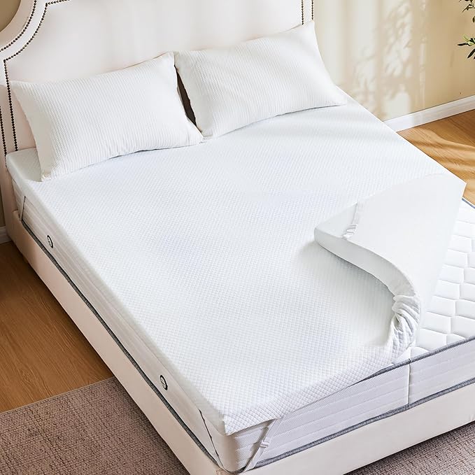 Sweetcrispy Mattress Topper Twin with Removable Soft Cover, Memory Foam 2 Inch Thick Gel Infused Cooling Toppers Pad for Twin Size Bed, Sleeper Sofa, RV, Camper, CertiPUR US Certified