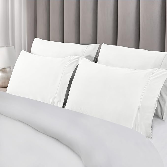 Utopia Bedding Queen Pillow Cases - 6 Pack - Envelope Closure - Soft Brushed Microfiber Fabric - Shrinkage and Fade Resistant Pillow Covers Queen Size 20 X 30 Inches (Queen, White)