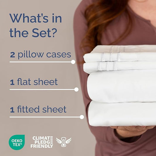 Texas King Sheets – 4 PC Luxury Texas King Bed Sheets 98x80 - Ultra-Soft Mattress Sheets – Flat & Fitted Sheet with 14” to 16” Deep Pocket - OEKO-TEX Premium-Quality Sheet and Pillowcase Set