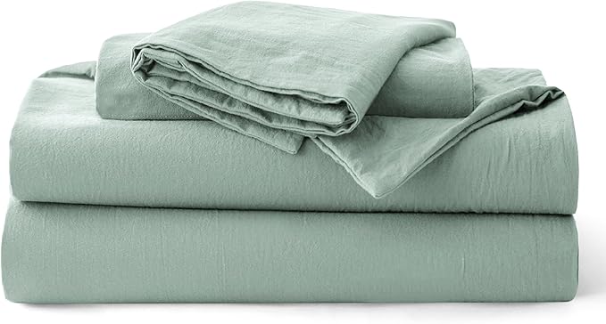 Bedsure 100% Washed Cotton Duvet Cover King Size - Iceberg Green Minimalist Bedding Set Linen Like - PureWoven Plain Simple & Soft Comforter Cover for All Seasons (Iceberg Green, King, 104"x90")