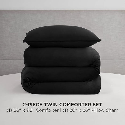 Juicy Couture Black Velour Twin/Twin XL Comforter Set - 2 Piece Luxury Bedding Ensemble