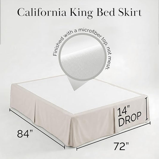 Southshore Fine Living, Inc. Hotel Quality California King Bed Skirt 14 Inch Drop - Pleated Bed Skirt California King Size - Easy Care, Pet Hair Resistant Microfiber Dust Ruffle - Natural Beige