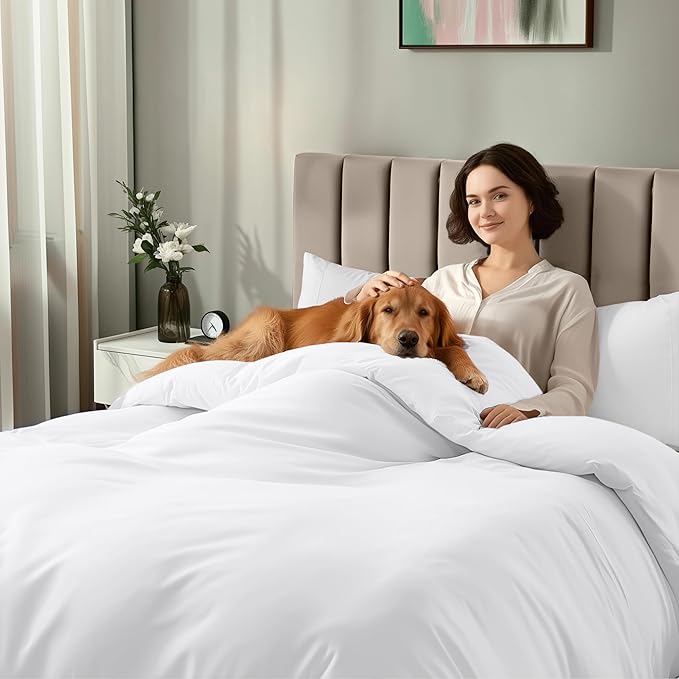 Utopia Bedding Duvet Cover King with Fitted Sheet (78x80) - 2 Pillow Case King - All Season Luxury Bed in a Bag with Zippered Duvet Cover - No Comforter (White)