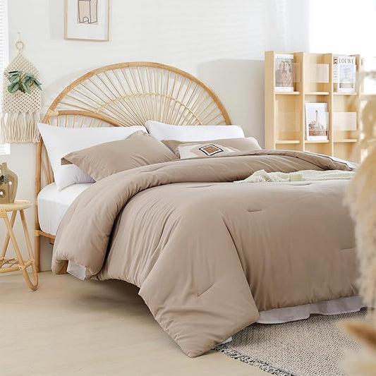 weigelia Twin Comforter Set 5 Pieces Taupe Bed in A Bag Soft Queen Bedding Set Lightweight Comforter Set for Women and Men๏ผComforters, Flat & Fitted Sheets, Pillowcases & Shams๏ผ