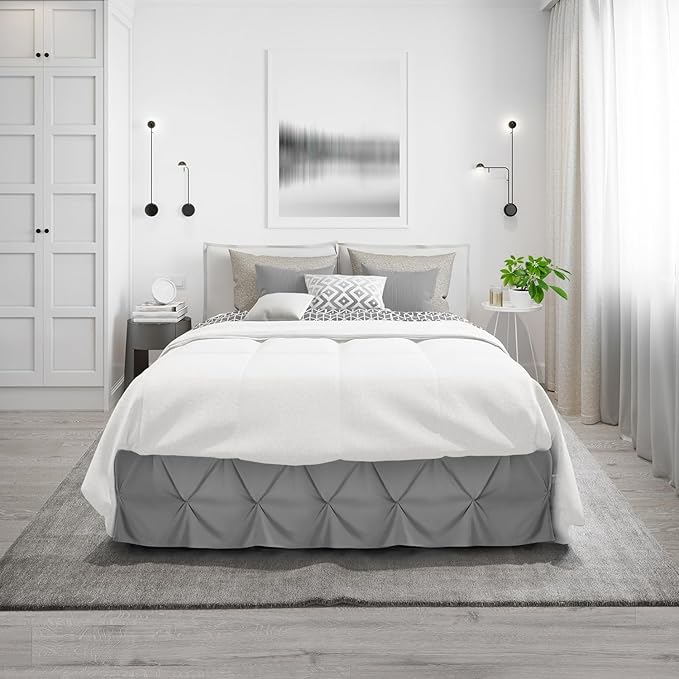 Nestl Dark Grey Bed Skirt Twin Size, Pinch Pleat Twin Bed Skirt, 14" Inch Drop Twin Bedskirt, Hotel Quality Dark Grey Bed Skirts, Premium Microfiber Bedskirt for Twin Bed, Dark Grey Twin Bed Skirt