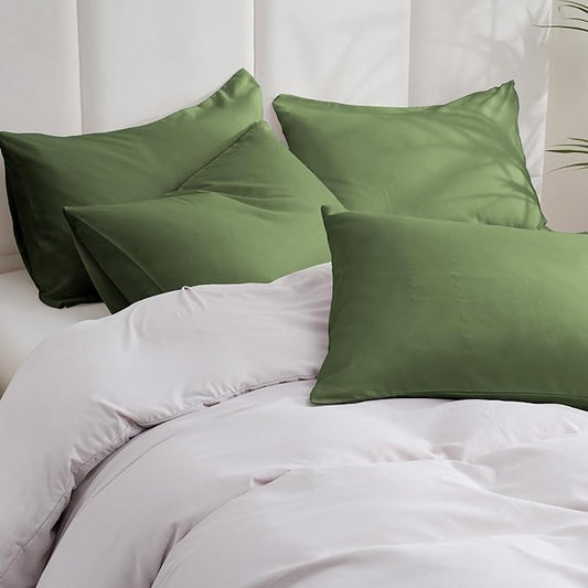 ZPECC Pillow Cases Queen Size Set of 12, 20x30 Envelope Closure Pillowcases, Soft Plain Brushed Microfiber Covers Hypoallergenic Breathable, Olive Green