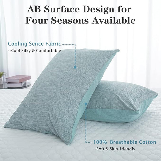 CHOSHOME Cooling Pillow Cases Zipper Pillow Covers Q-Max > 0.45 Zippered Pillowcases for Hot Sleepers, Soft, Breathable, Skin-Friendly, 2 Pack (King, 20"x36", Green)