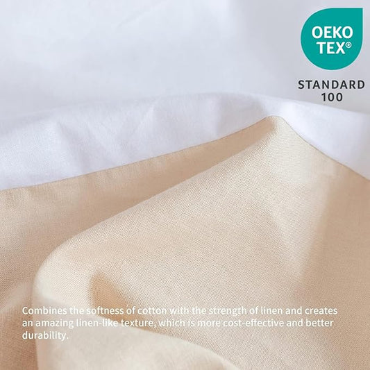 BISELINA French Linen Bed Skirt with Pleated Corner 18-Inch Tailored Drop Natural Flax Cotton Blend Basic Dust Ruffle Soft Cozy Farmhouse Bedding (18" Queen, Basic Linen)