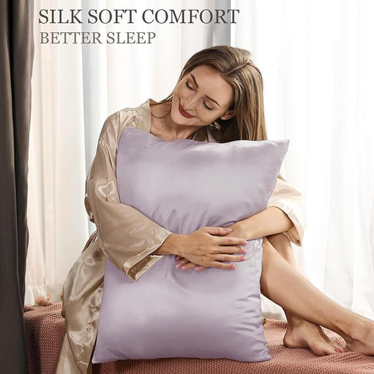 Adubor 100% Silk Pillowcase - Mulberry Silk Pillow Cases, 23 Momme 6A Grade Fibers, Silk Pillow Case for Hair and Skin Health, with Hidden Zipper (King 20''ร36'', Grayish Purple, 1PC)