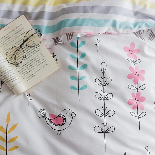 HighBuy Floral Comforter Set Twin XL for College Girl, Aesthetic Flowers Printed Bedding Set Soft Colorful Floral Comforter Set Coquette Cottagecore Bedding Comforter Fluffy with 2 Pillowcases