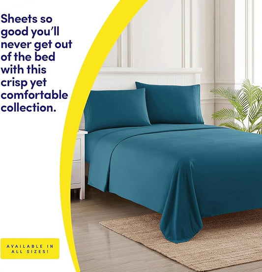 1500 Supreme Collection Full Sheet Sets Teal - Luxury Hotel Bed Sheets and Pillowcase Set for Full Mattress - Extra Soft, Elastic Corner Straps, Deep Pocket Sheets, Full Teal