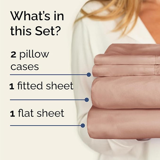 Twin 4 Piece Sheet Set - Comfy Breathable & Cooling - Ultra Soft Hotel Luxury Bedding Set with 8-16 Inch Deep Pockets - 1 Flat & 1 Fitted Sheet & 2 Pillowcases - Cozy, Wrinkle Free & Easy Care - Mauve