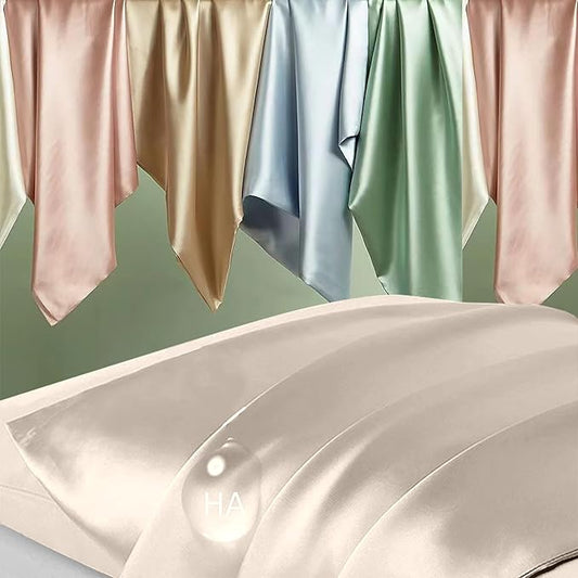 Silk Pillowcase for Hair and Skin, Mulberry Silk Pillow Cases King Size, Anti Acne Cooling Beauty Sleep Both Sides Natural Silk Satin Pillow Case Covers with Hidden Zipper, Gifts for Women Men, Beige